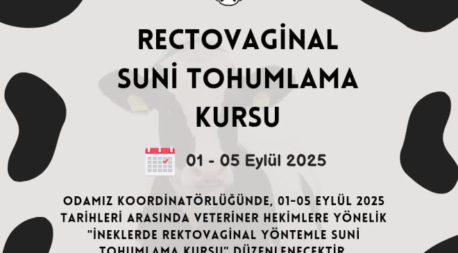 İNEKLERDE RECTOVAGİNAL YÖNTEMLE SUN’İ TOHUMLAMA KURSU DÜZENLENECEKTİR